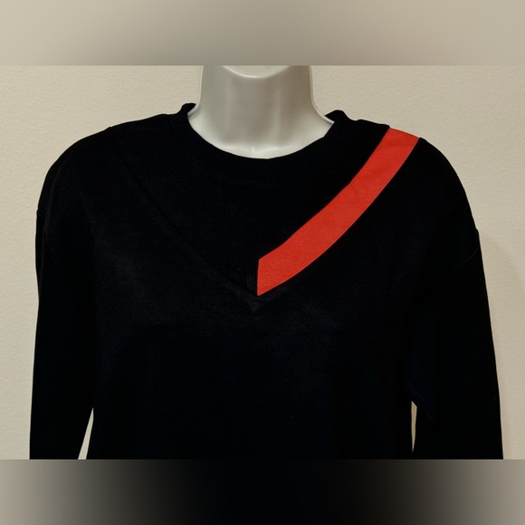 NOD New York Women’s Black & Red Long Sleeve Crew Neck Cropped Short Sweater S - Picture 3 of 8